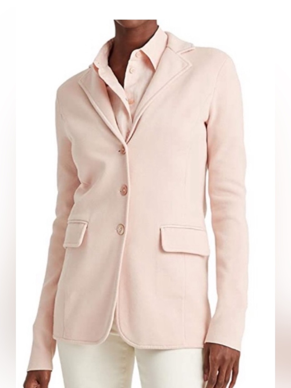 Lauren by Ralph Lauren Pale Pink Knit Blazer Jacket classic travel & work small